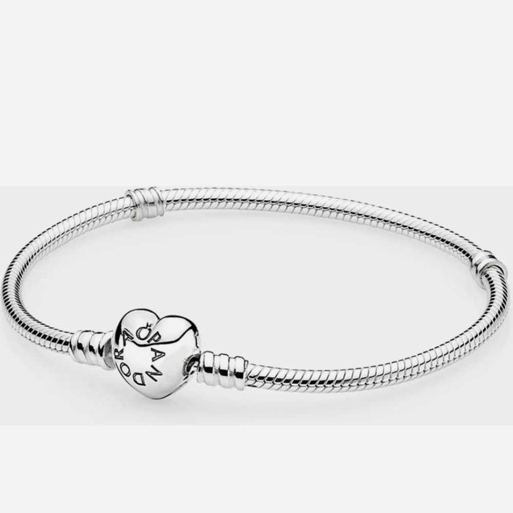 Pandora Sterling Silver Charm Bracelet Heart Clasp 19 cm Brand New Authentic